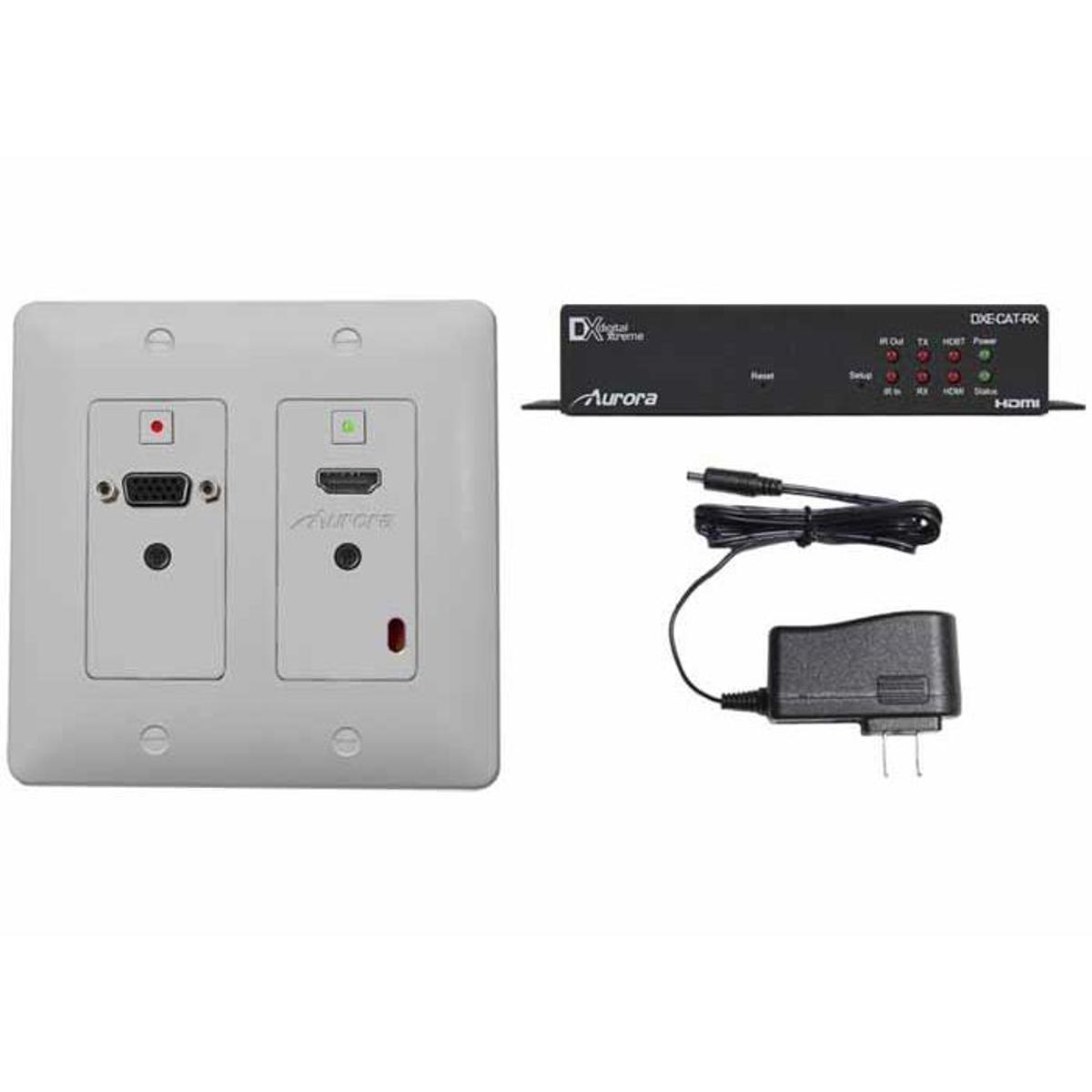 

Aurora Multimedia 4K HDBaseT Wall Plate (VGA/HDMI) with Receiver & PSU - White