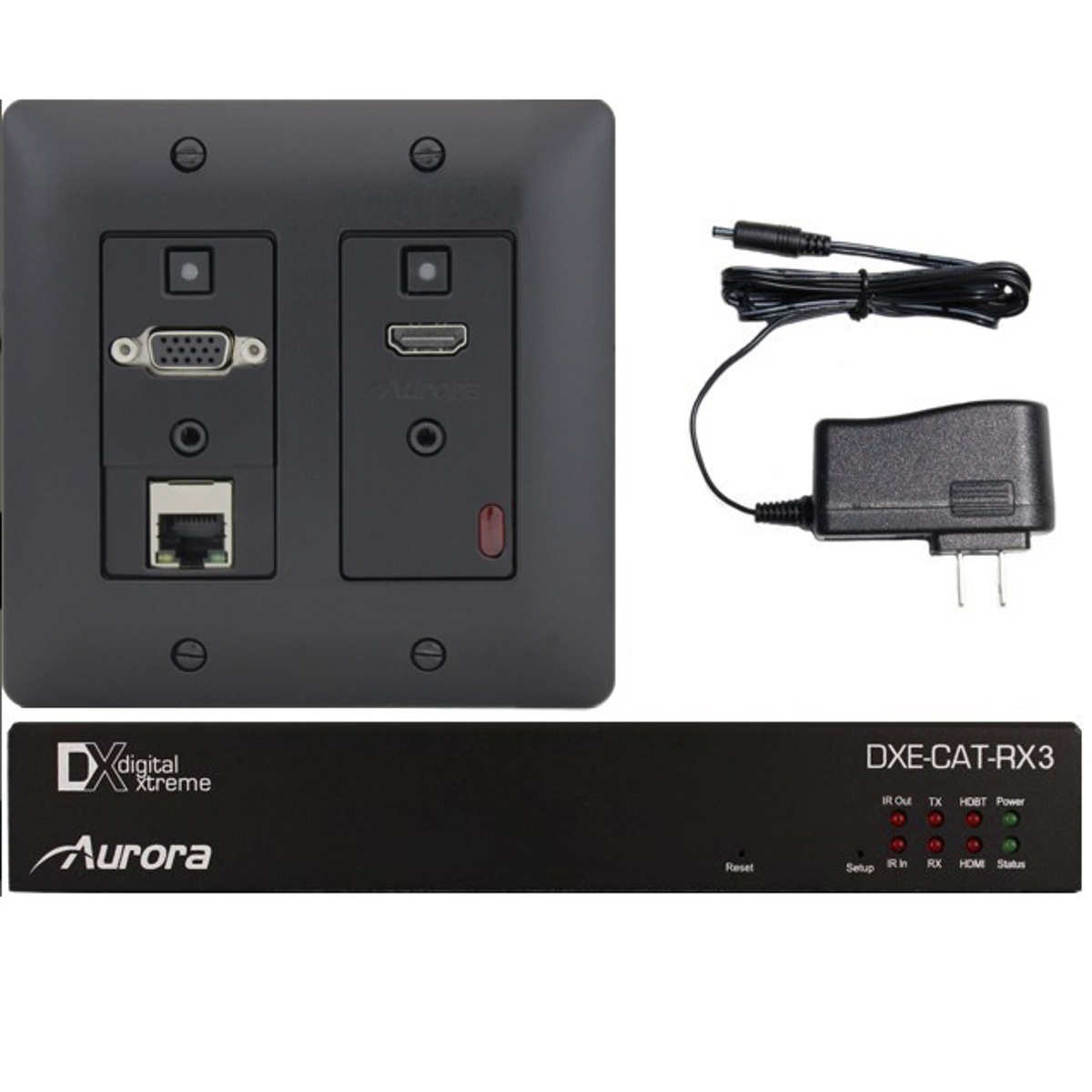 

Aurora Multimedia 2-Input Wall Plate Extender with IP Control, VGA, HDMI, Black