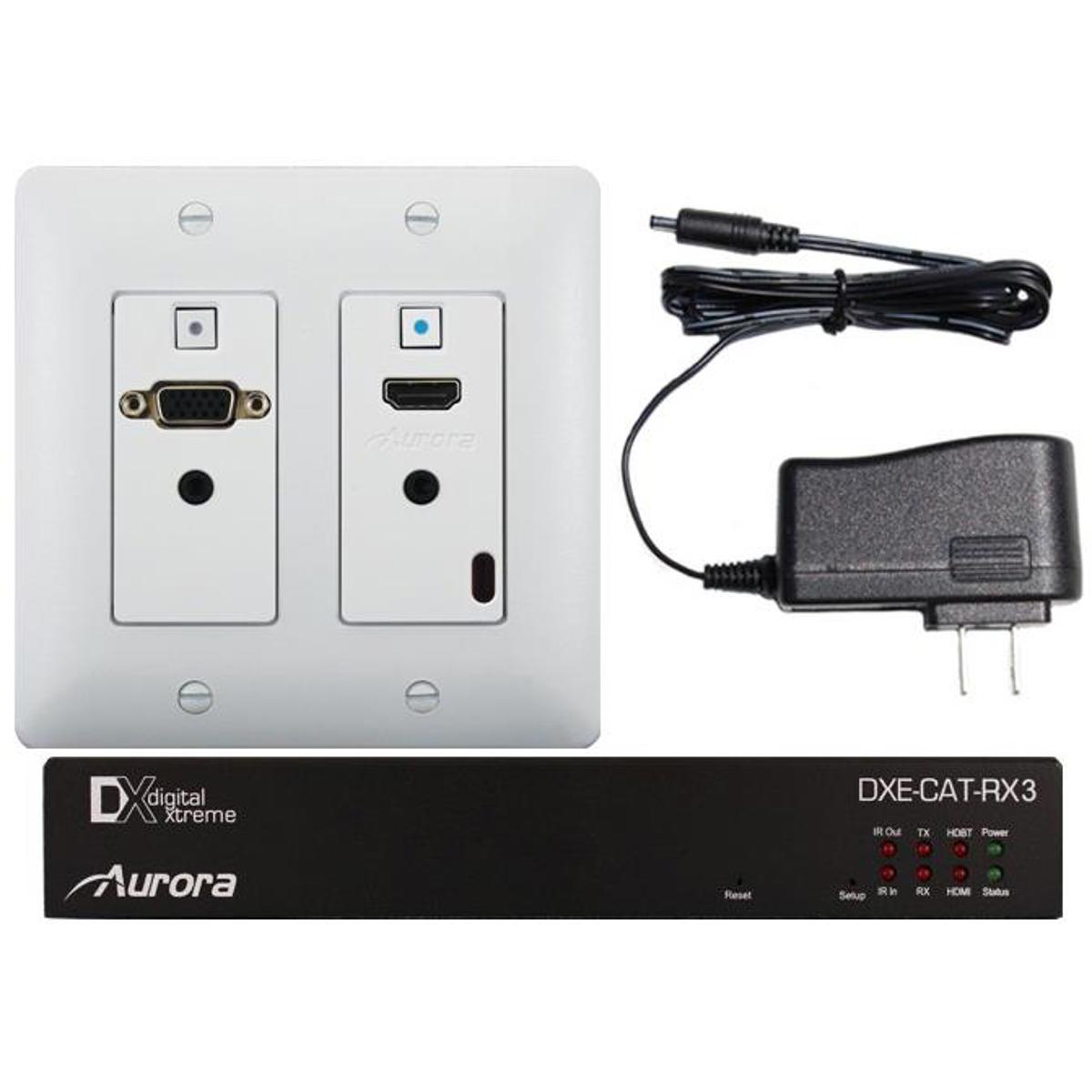 

Aurora Multimedia 2-Input Wall Plate Extender with Audio I/O, VGA, HDMI, White