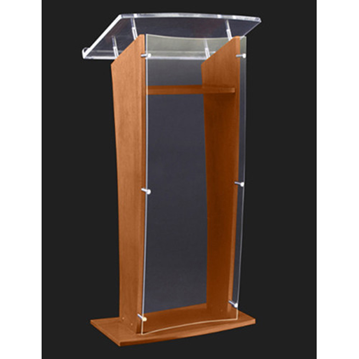 

AmpliVox SN3500 27" Presentation Lectern with Acrylic Panel, Clear with Walnut