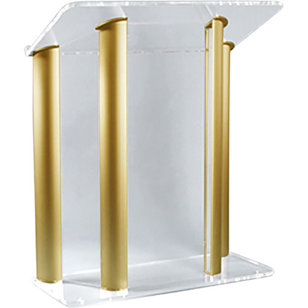 

AmpliVox SN3525 4-Post Contemporary Lectern, Clear with Gold Panels