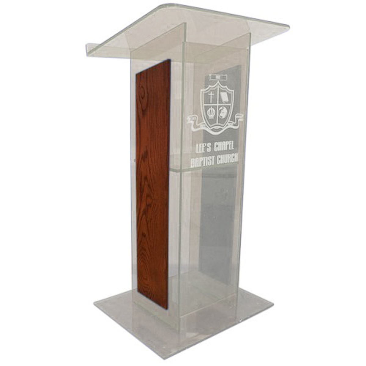 

AmpliVox SN3540 "H" Style Lectern with Shelf & Panels, Clear with Mahogany