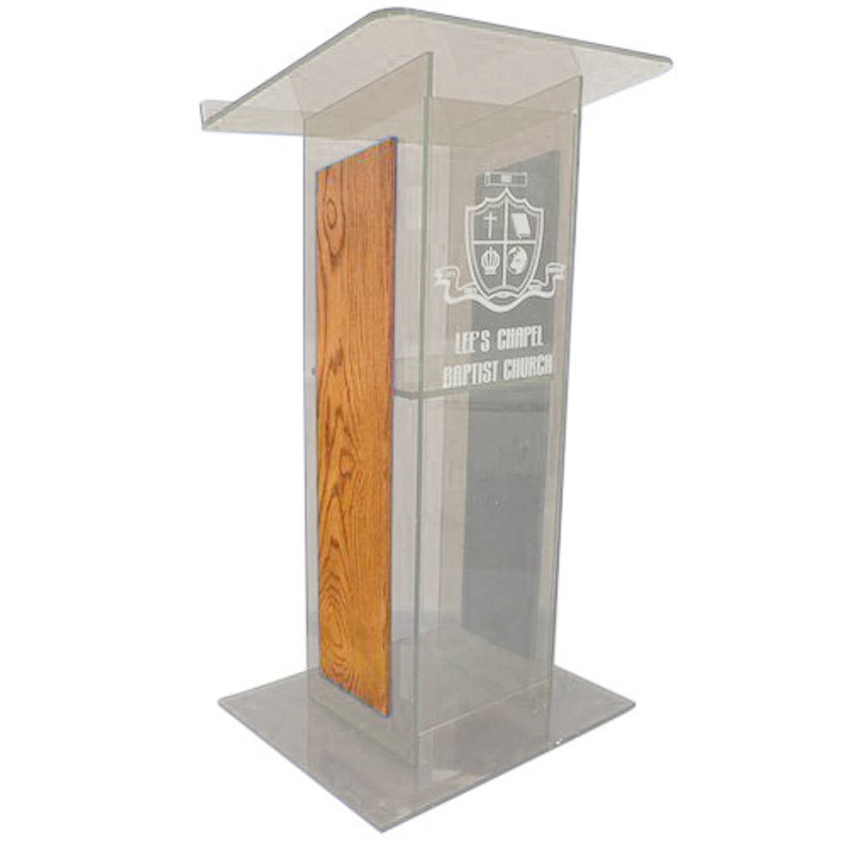 

AmpliVox SN3540 "H" Style Lectern with Shelf & Panels, Clear with Oak