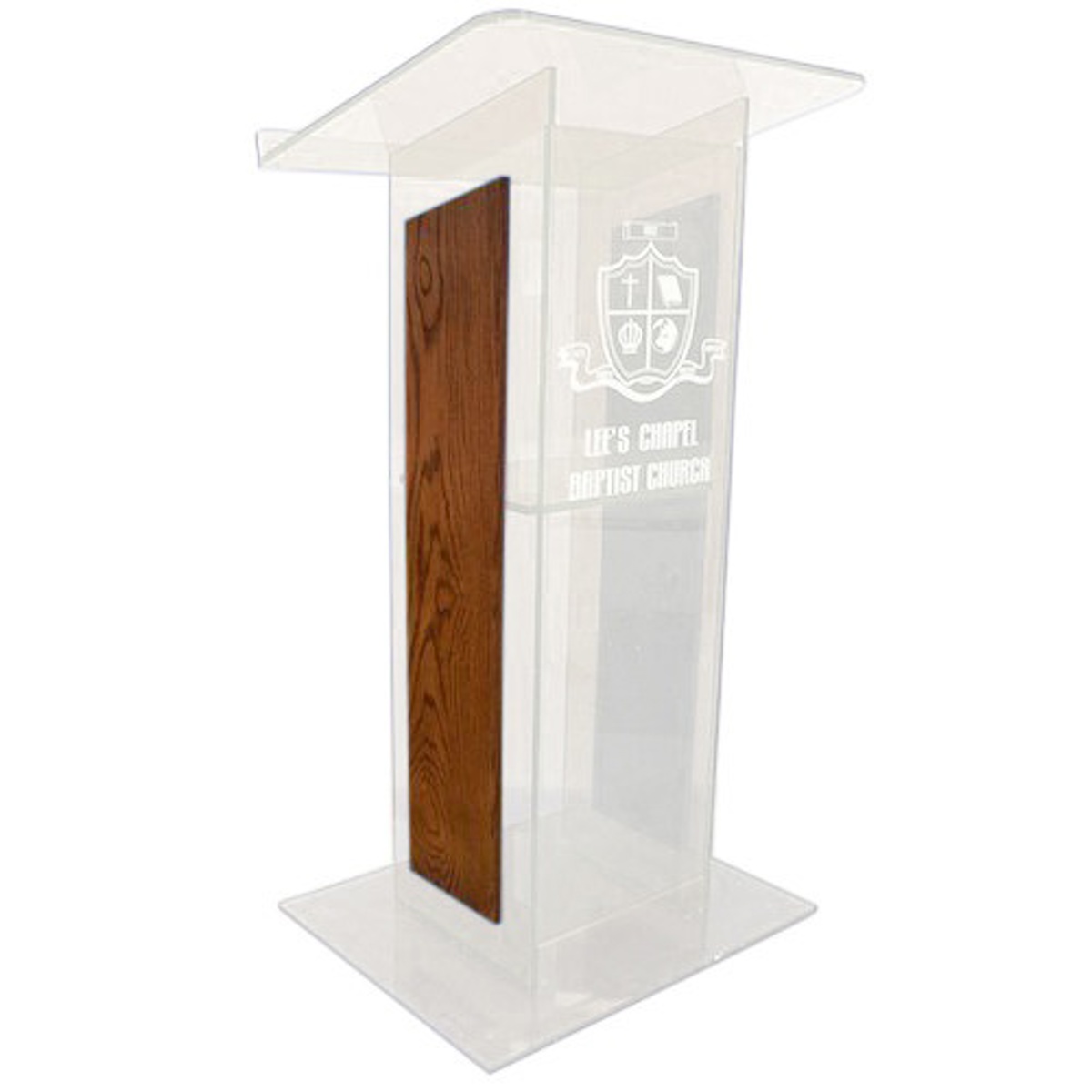 

AmpliVox SN3540 "H" Style Lectern with Shelf & Panels, Frosted with Walnut