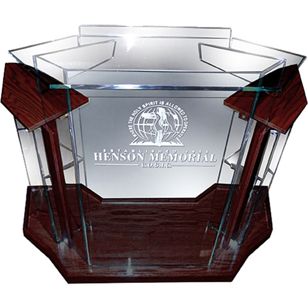 

AmpliVox SN3555 Deluxe Contemporary Acrylic Lectern, Clear with Mahogany