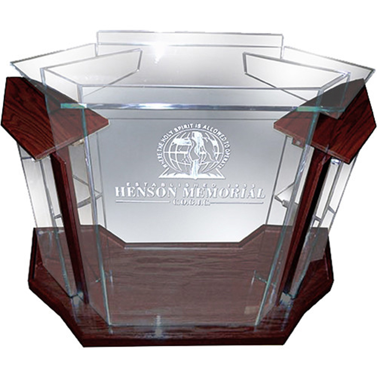 

AmpliVox SN3555 Deluxe Contemporary Acrylic Lectern, Custom Tint with Mahogany