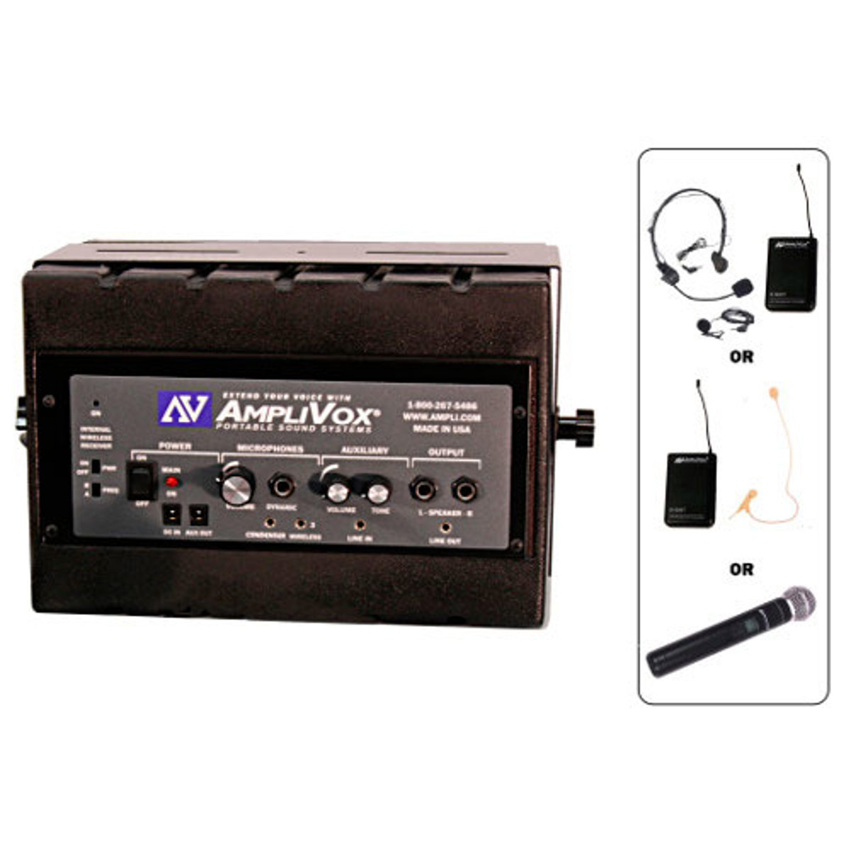 

AmpliVox SW1230 50W Mity Box Amplified Speaker with Wireless Mic, Single