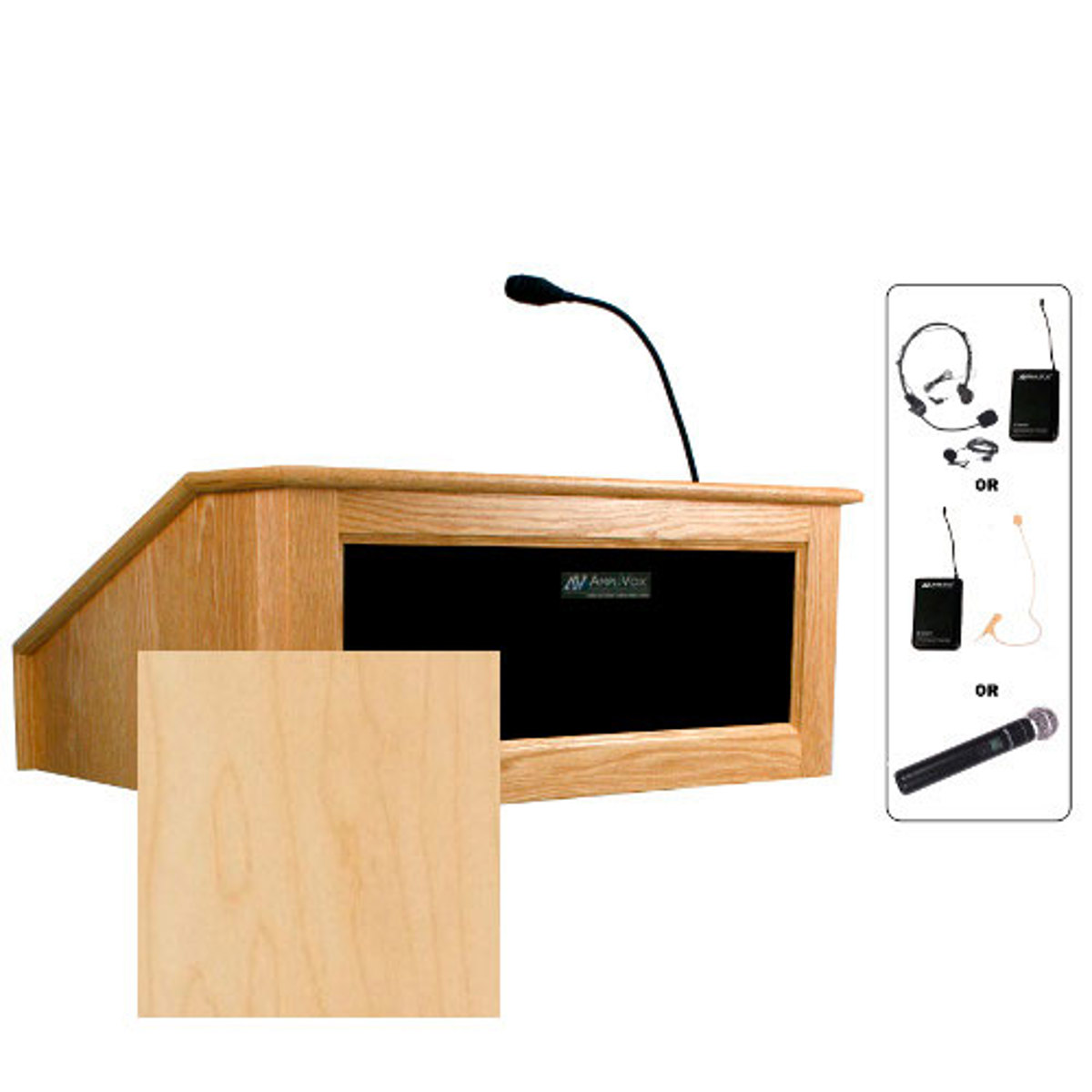 

AmpliVox SW3025 Victoria Tabletop Lectern with Handheld Mic, Maple