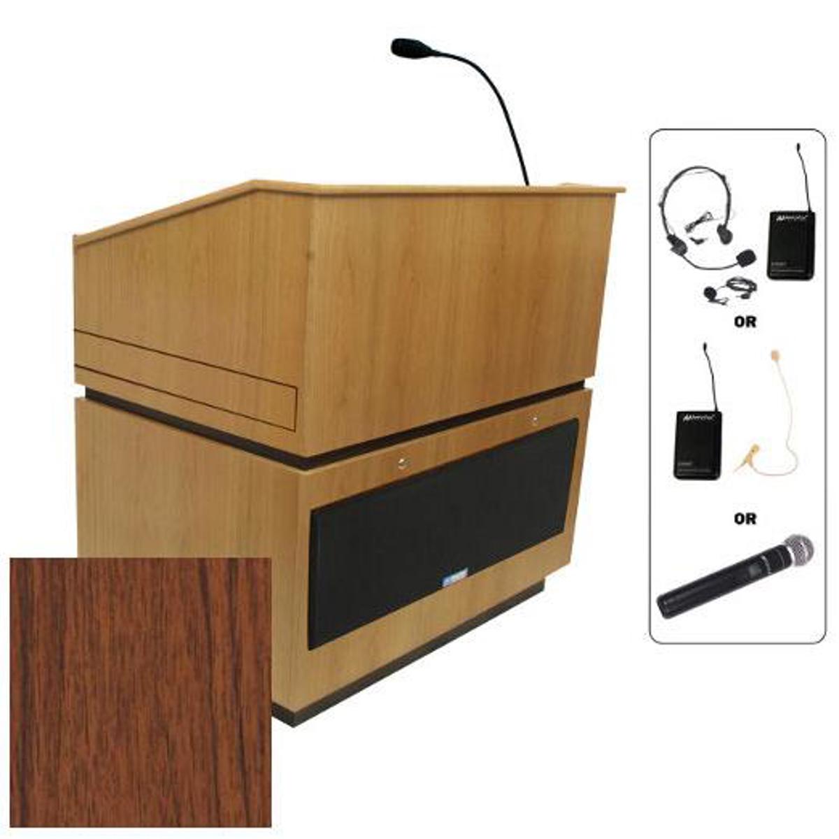 

AmpliVox Wireless Coventry Lectern with Handheld Mic, Walnut