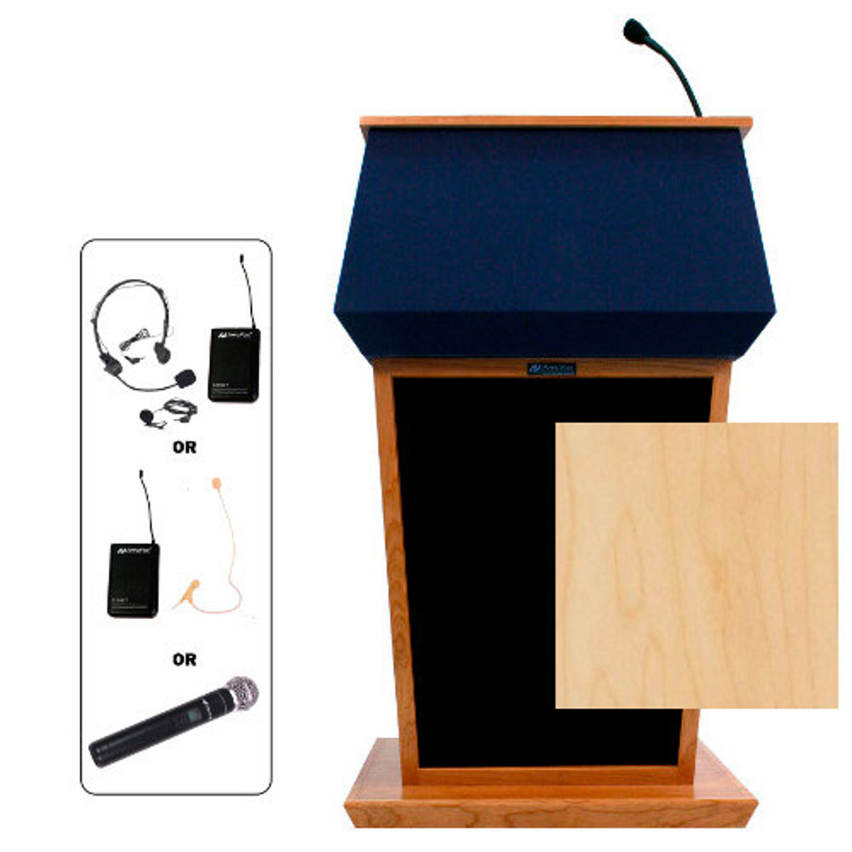 

AmpliVox SW3040 Patriot Lectern with Lapel Mic, Maple