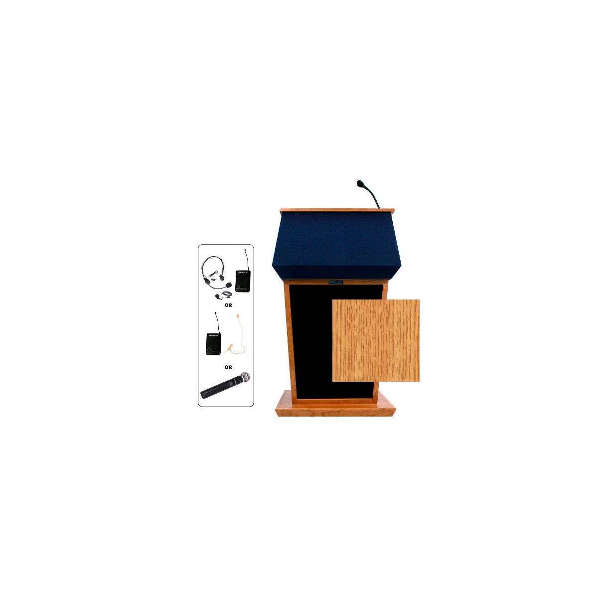 AmpliVox SW3040 Patriot Lectern with Headset Mic, Natural Oak -  SW3040-OK-HS