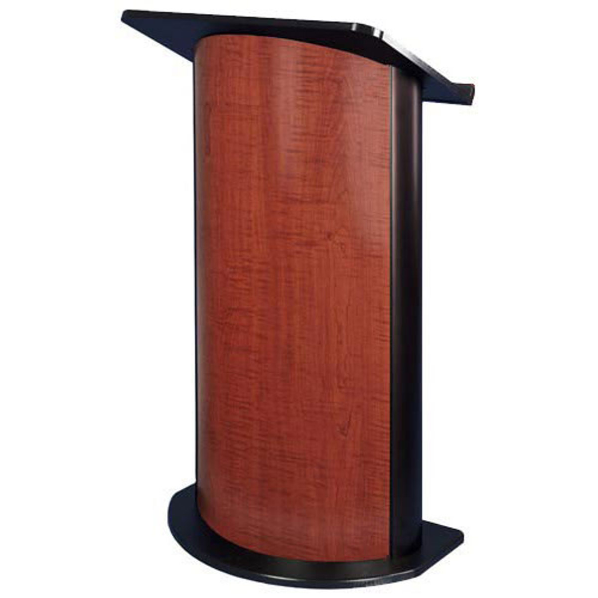 

AmpliVox SW3145 Contemporary Curved Panel Lectern with Handheld Mic, Cherry