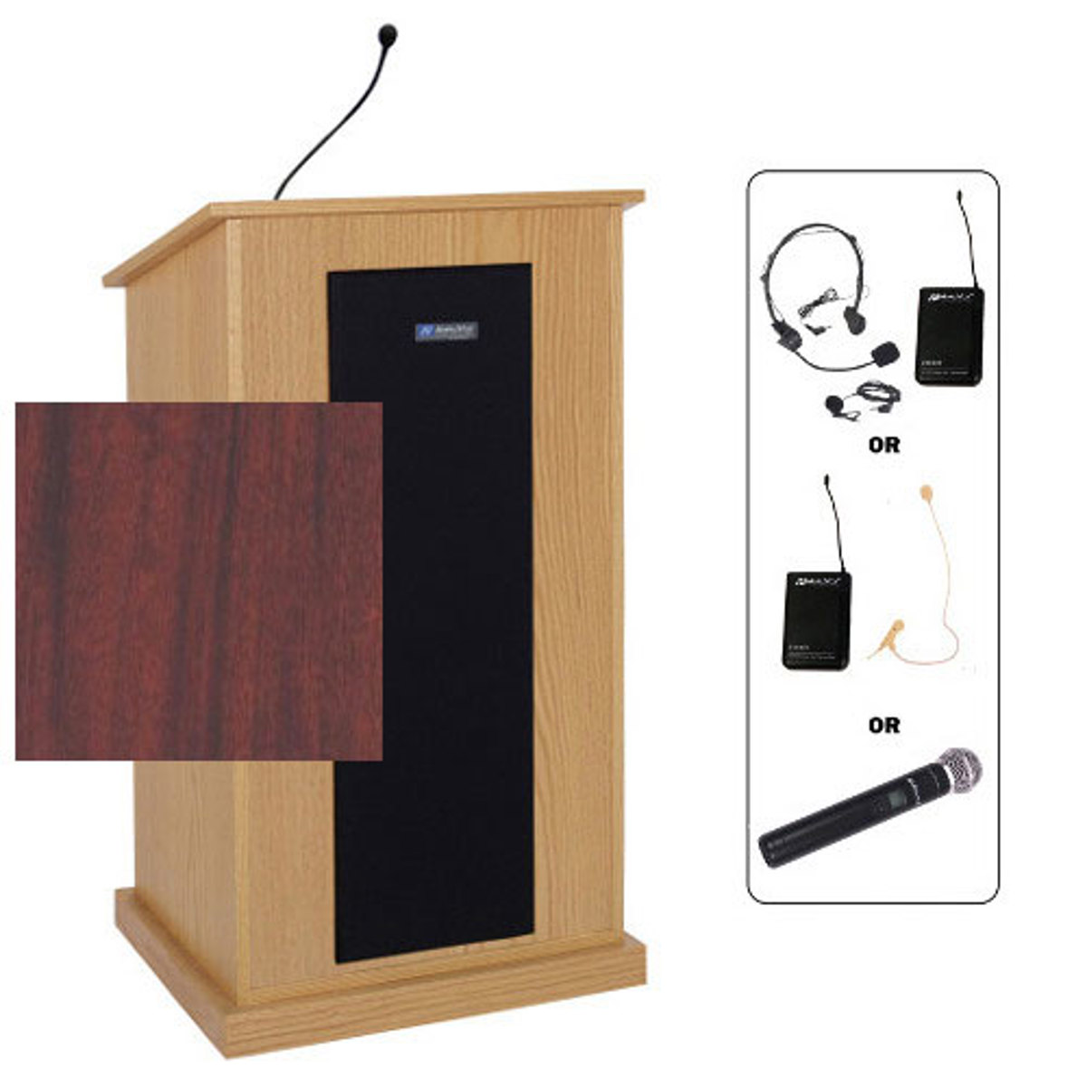 

AmpliVox SW470 Chancellor Lectern with Handheld Mic, Mahogany