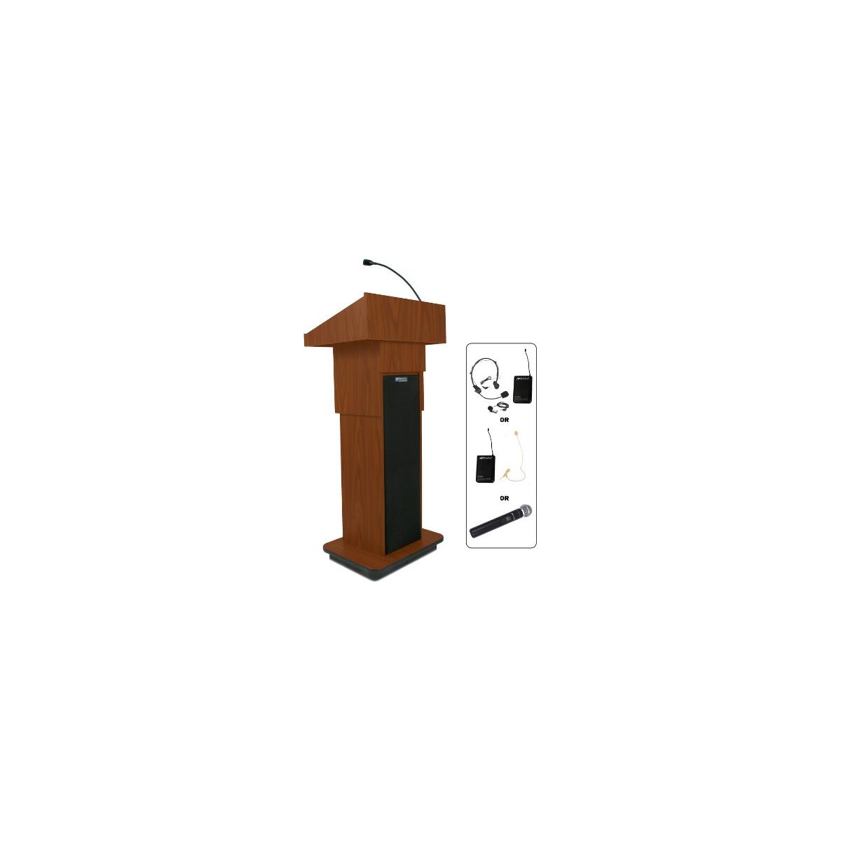 Image of AmpliVox SW505A Wireless Executive Lectern with Over-Ear Mic