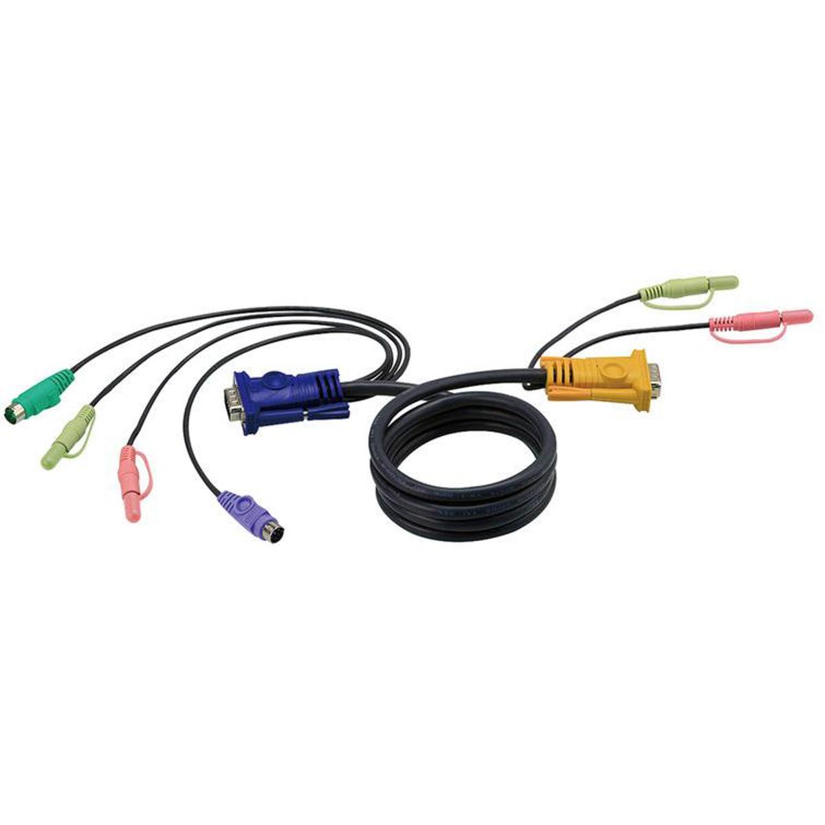 

Aten 2L5302P 6' SPHD15M to HDB15 and PS/2 Male KVM Cable with Audio