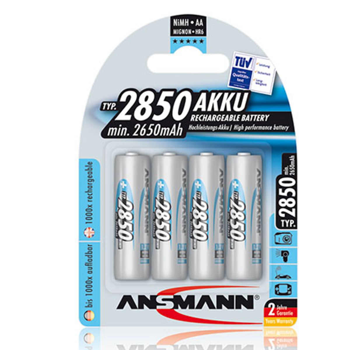 

Ansmann Mignon AA HR6 1.2V 2850mAh Rechargeable NiMH Battery, 4-Pack