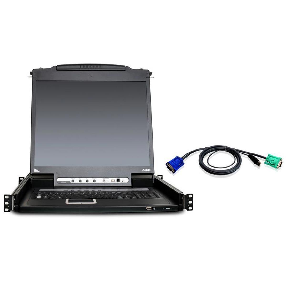 Image of Aten CL5716NUKIT 16-Port 19&quot; LCD Slideaway LCD KVM Switch Console Bundle