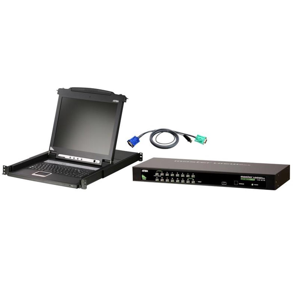 

Aten CL1000M 17" Single Rail LCD Console with CS1316 16-Port USB KVM Switch