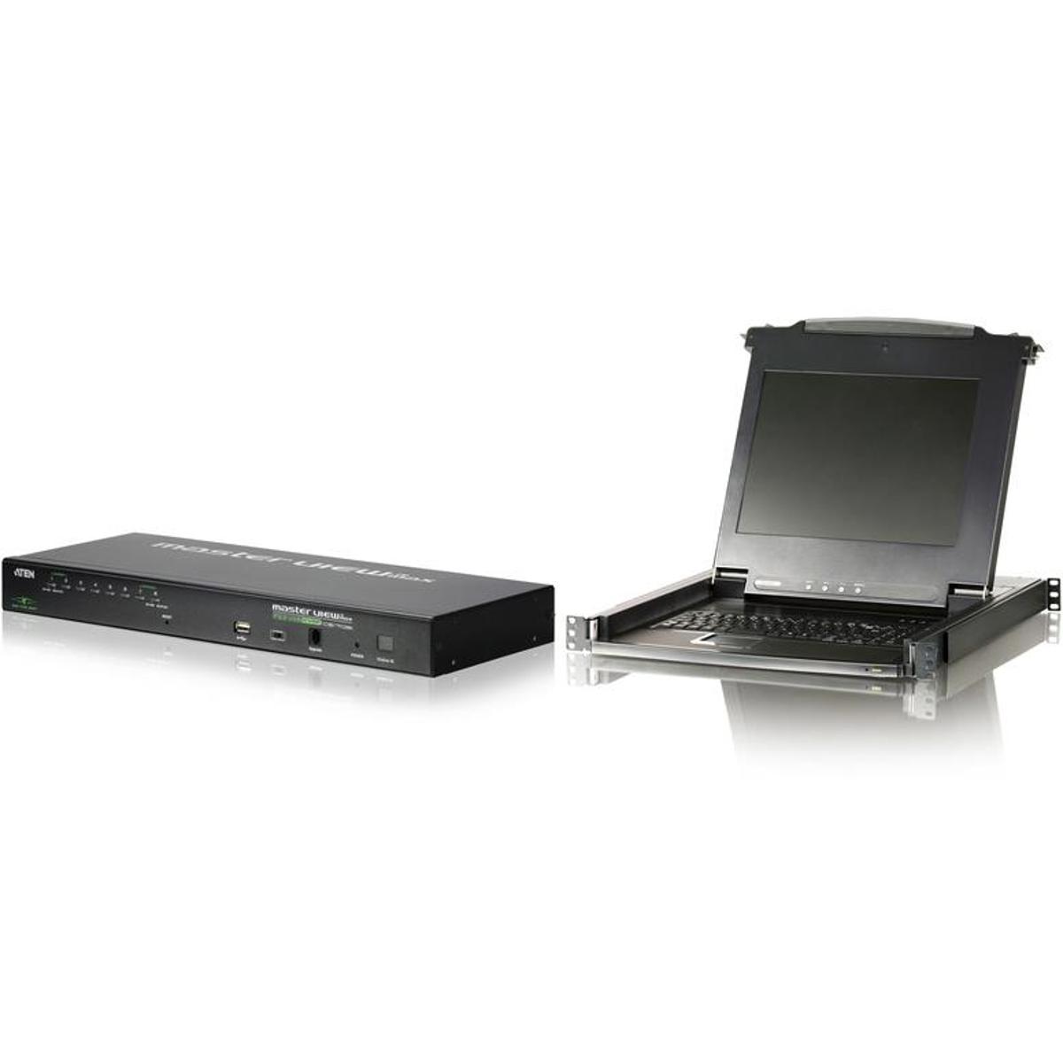 

Aten CL1000M 17" Single Rail LCD Console with CS1708i 8-Port IP KVM Switch