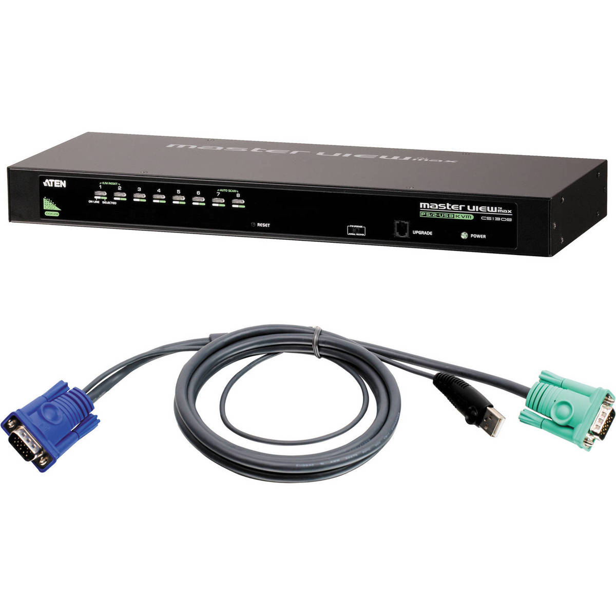 Photos - Other for Computer ATEN CS1308 8-Port USB/PS2 KVM Switch Kit with 8 USB Cables CS1308KIT 