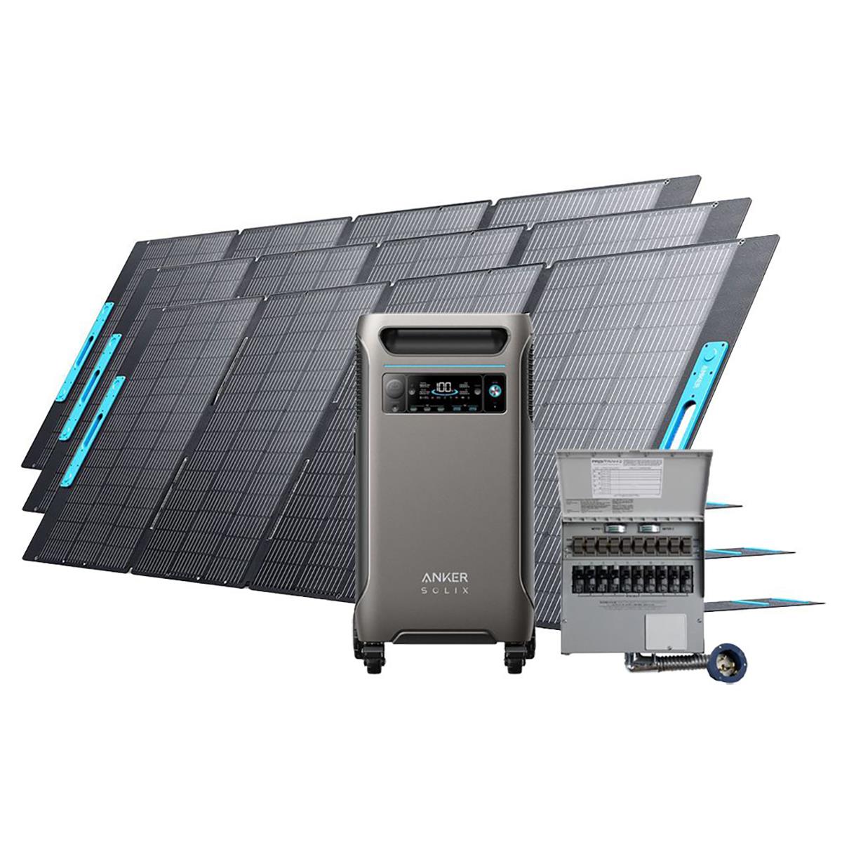 Image of Anker SOLIX F3800 6000W Power Station with Transfer Switch &amp; 3x 400W Solar Panel