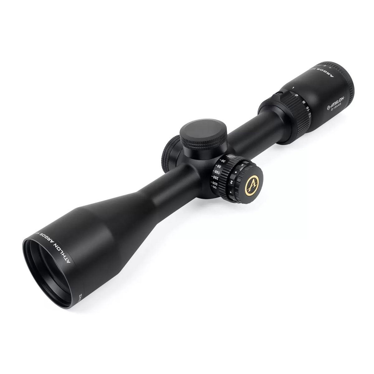 

Athlon Optics 2-12x42 Argos HMR Riflescope, Illum SFP MOA AHMC Ret,Side Focus,1"