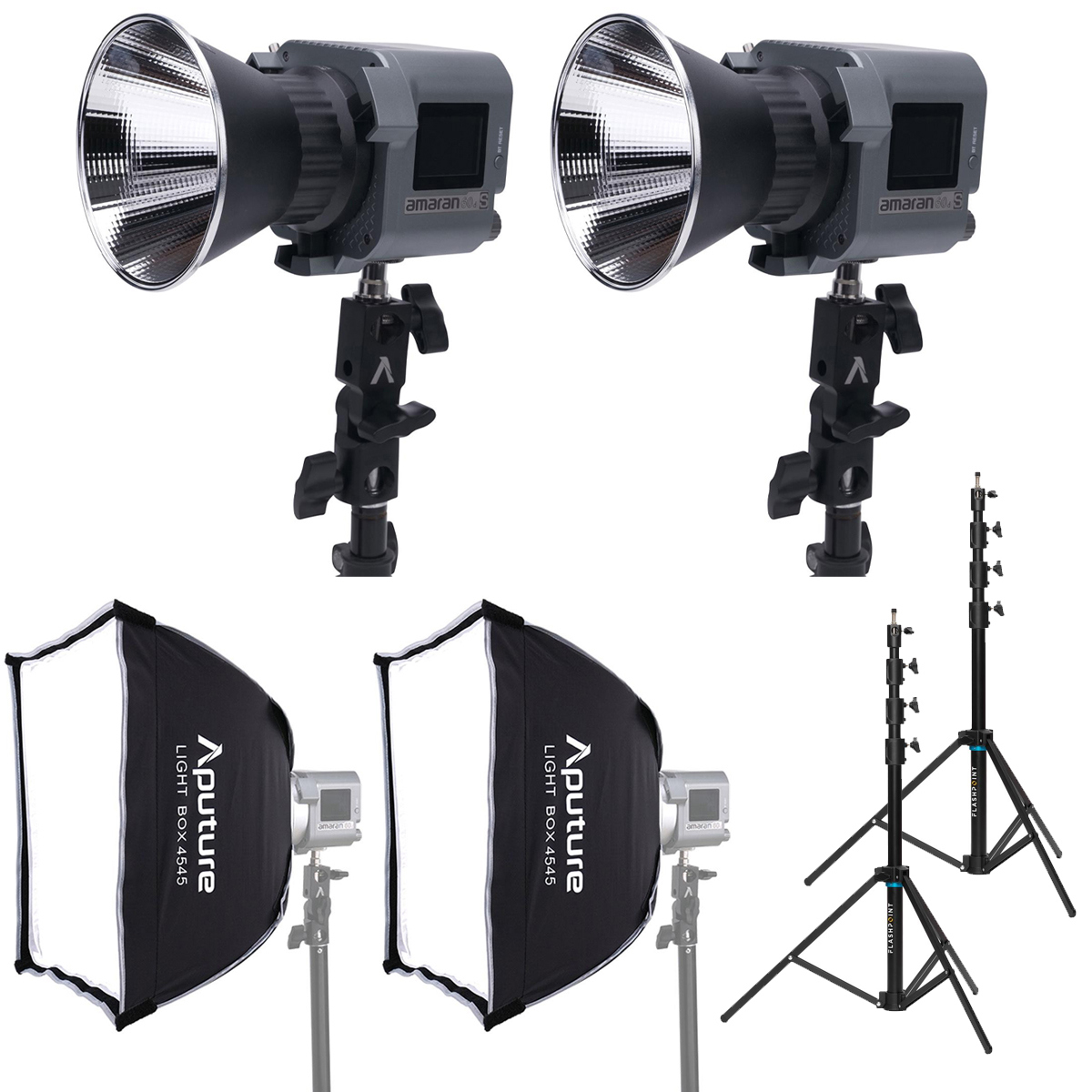 Image of Amaran Aputure Amaran COB 60d S 65W Daylight 2-Light Bundle with Softboxes and Stands