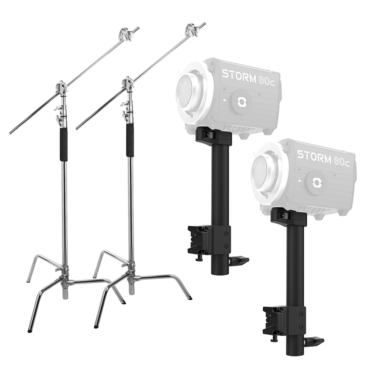 

Aputure Handheld Bracket, 2-Pack, with 10' C Light Stand on Turtle Base Kit