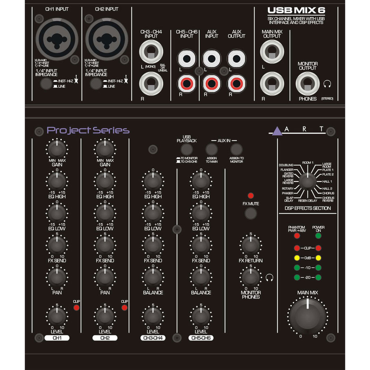 

Art Pro Audio USBMIX 6 6-Channel Mixer with USB Interface and DSP Effects