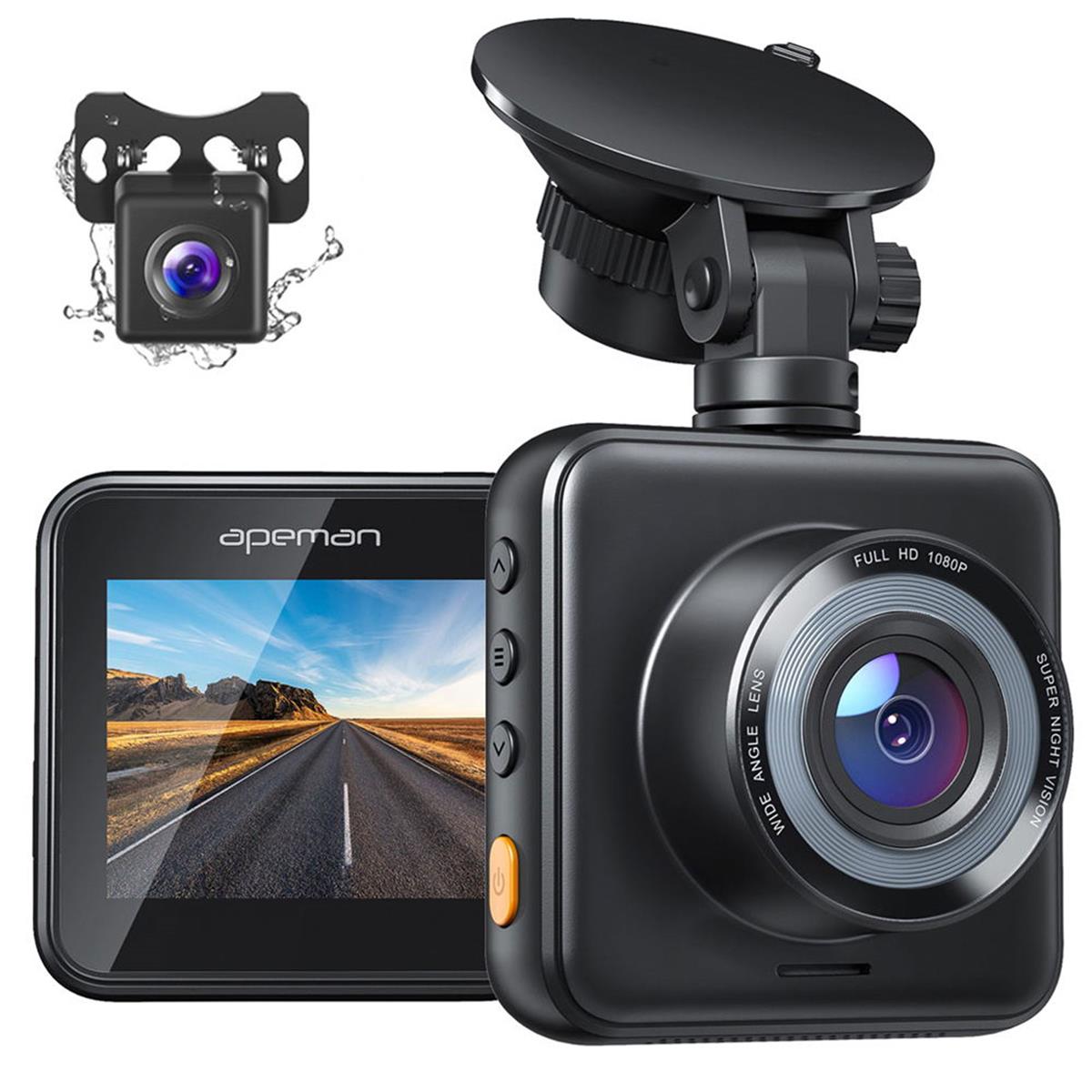 Image of Apeman C420D Full HD Front and Rear View Dash Camera with 2&quot; LCD Screen