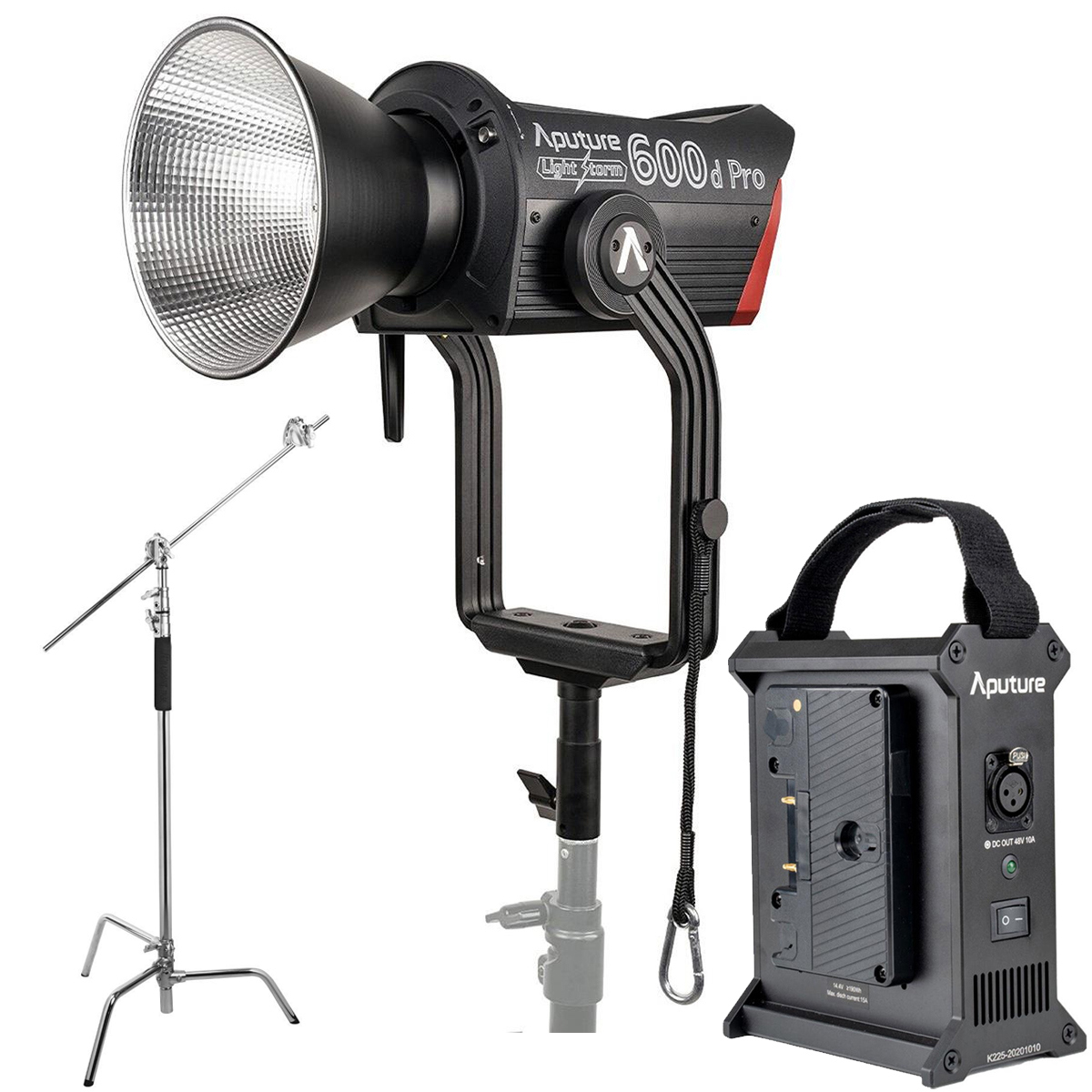 

Aputure Light Storm 600d Pro Daylight Gold Mount with Power Station, 10' Stand