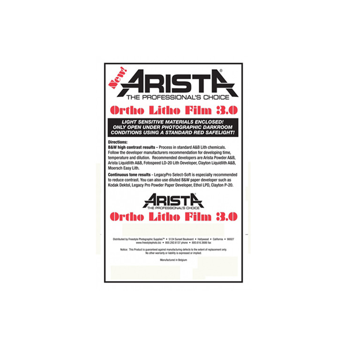 

Arista Ortho Litho 8x10" 3.0 Film, 100 Sheets