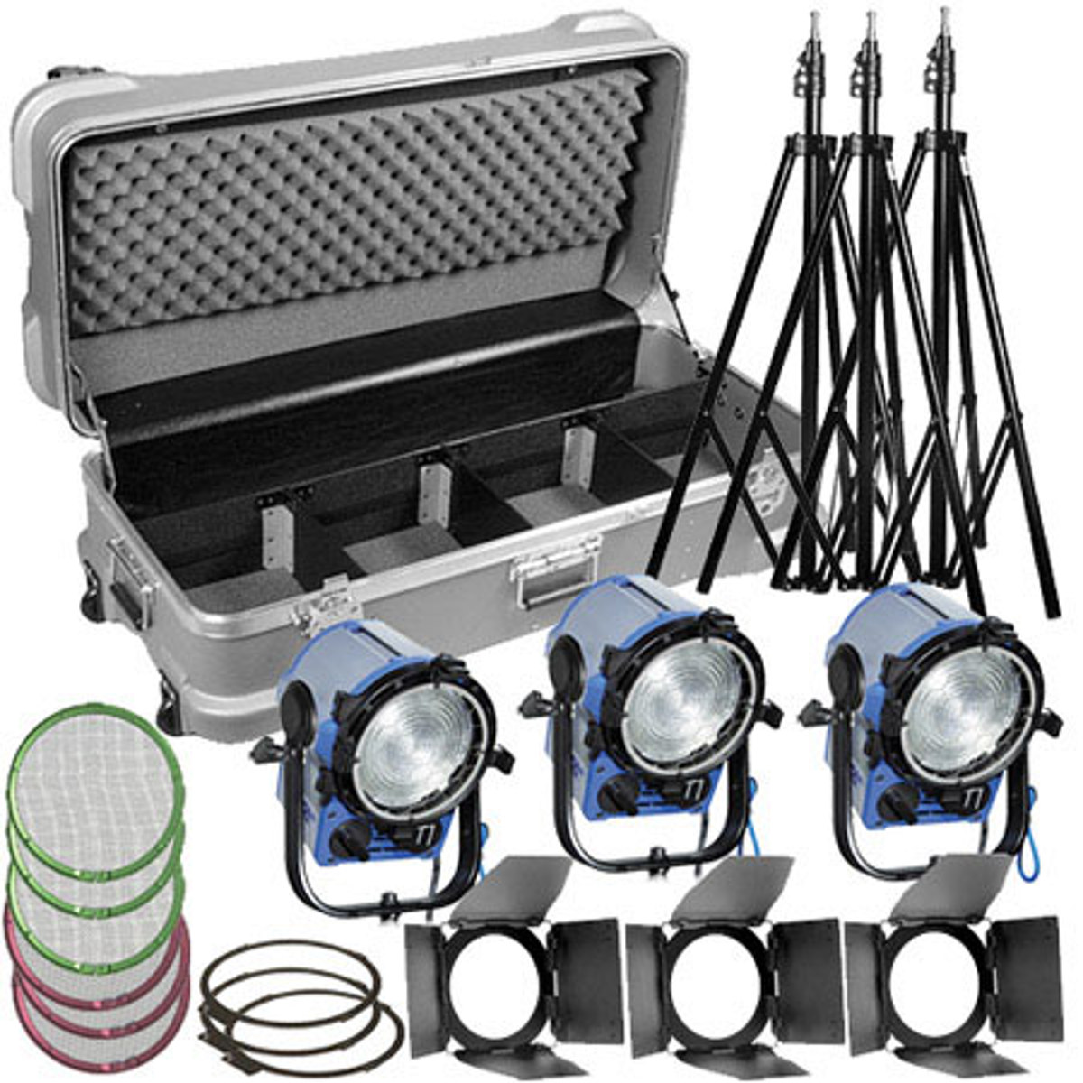 

ARRI 650W Fresnel Compact 3-Light Kit, 220V Bulb, Heavy-Duty Wheeled Case