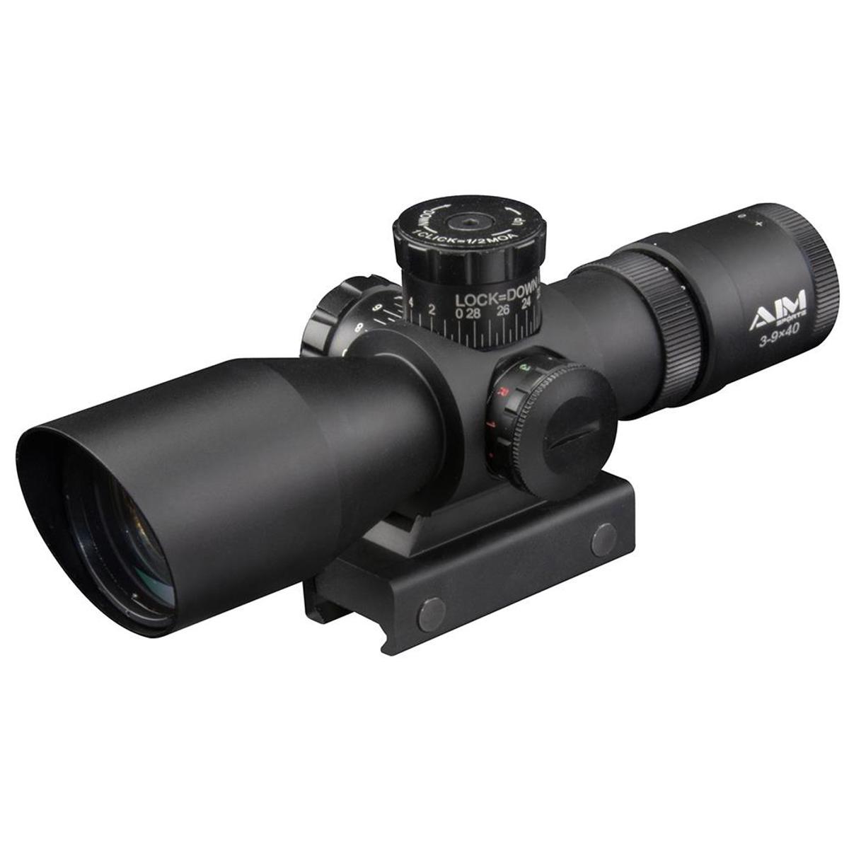 

AIM Sports 3-9x40mm Titan Riflescope, Illum 3/4 Circle Dot Ret, Integrated Mount