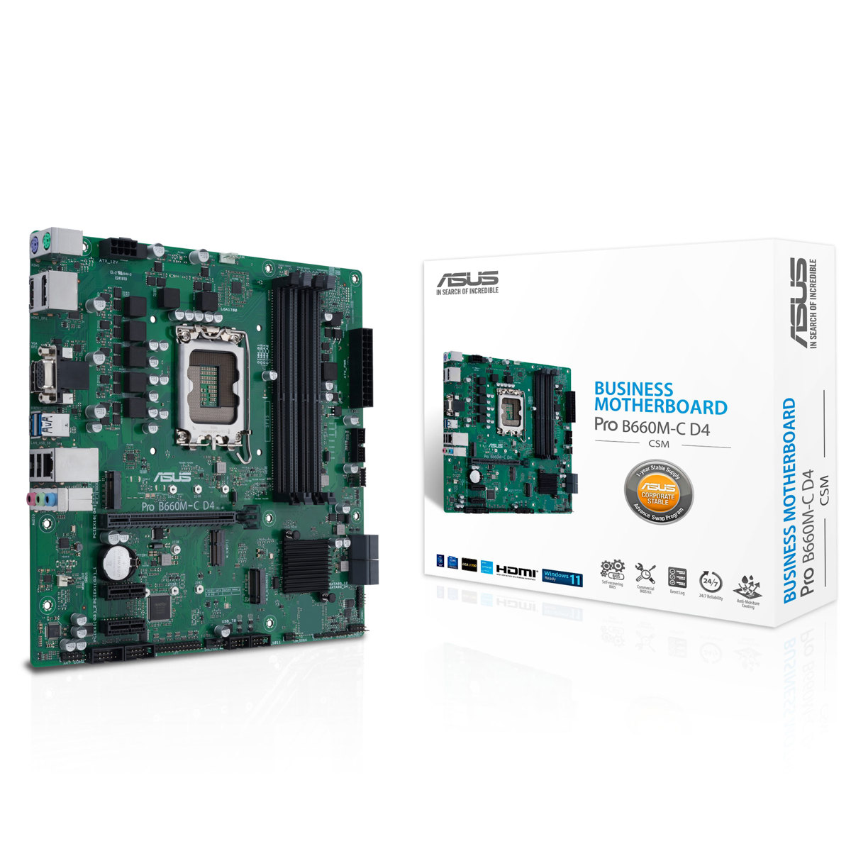 

ASUS Pro B660M-C D4-CSM Intel Socket LGA1700 Micro-ATX Commercial Motherboard