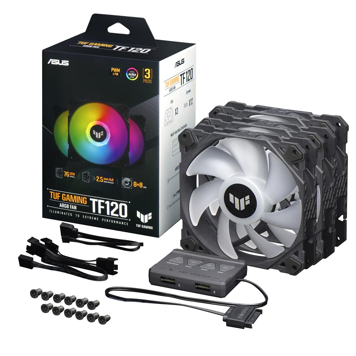 Image of ASUS TUF Gaming TF120 120mm ARGB Fan with Controller