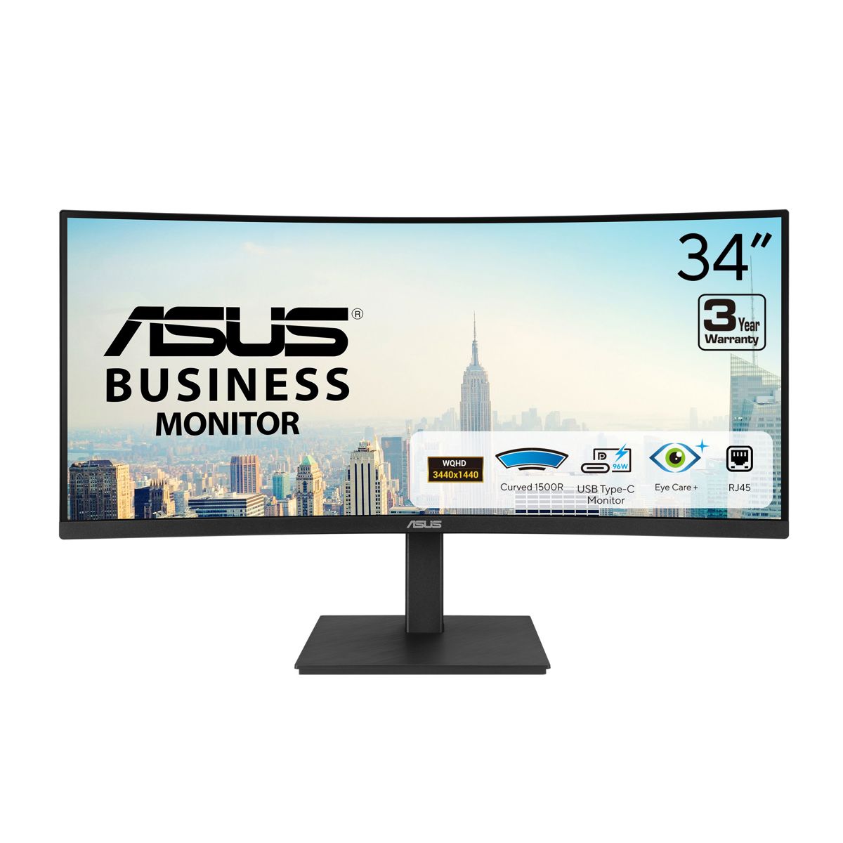 Image of ASUS VA34VCPSR 34&quot; 21:9 UWQHD 100Hz USB-C Docking Curved VA LED Monitor
