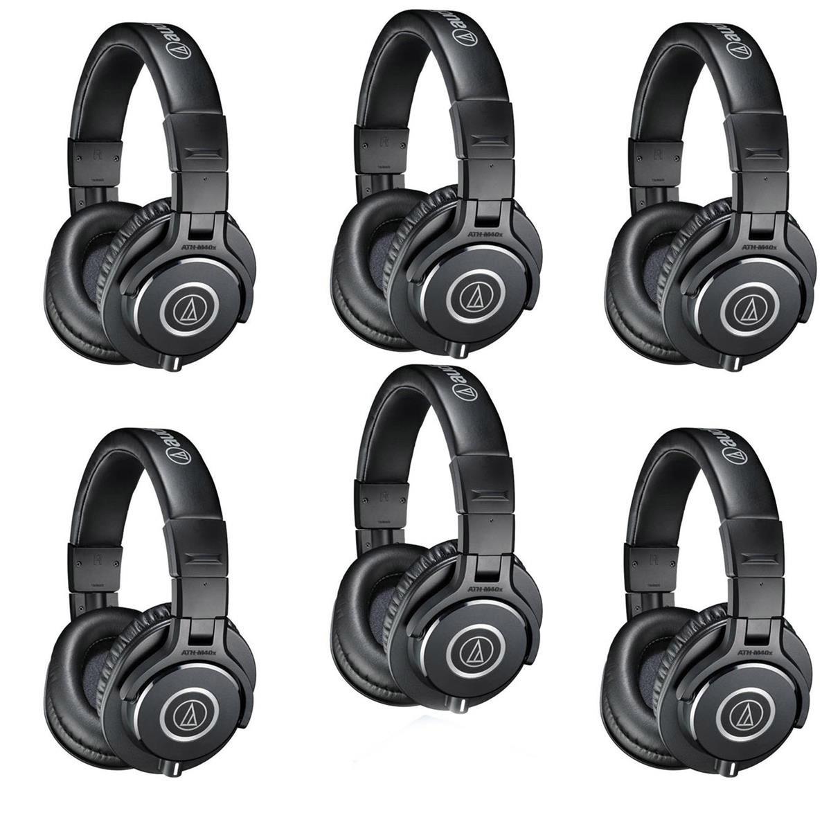 Audio-Technica 6 Pack ATH-M40x Professional Monitor Headphones, Black W/Cloth -  ATH-M40X 6