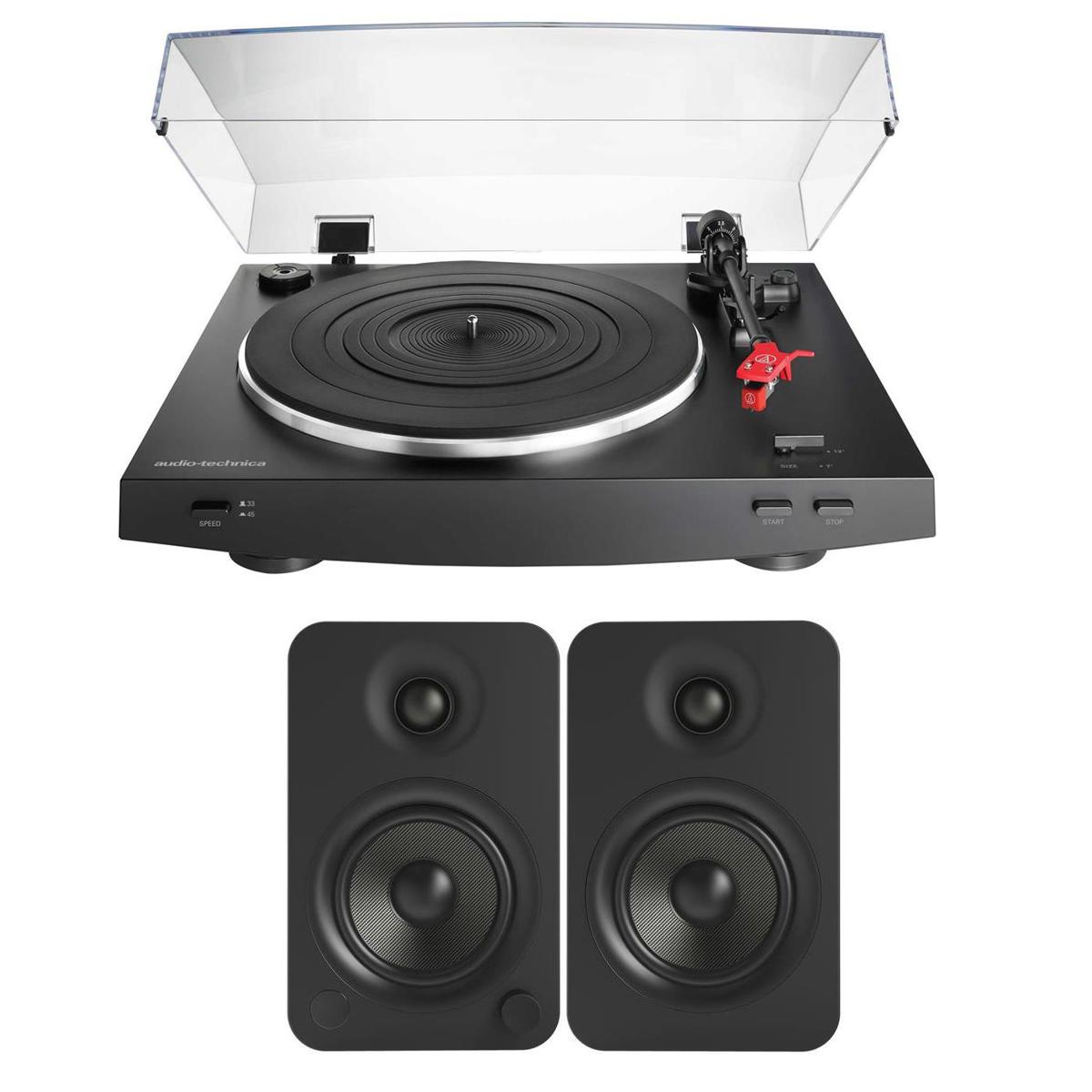 

Audio-Technica AT-LP3 Stereo Turntable Black W/Kanto YU4 Powered Speakers