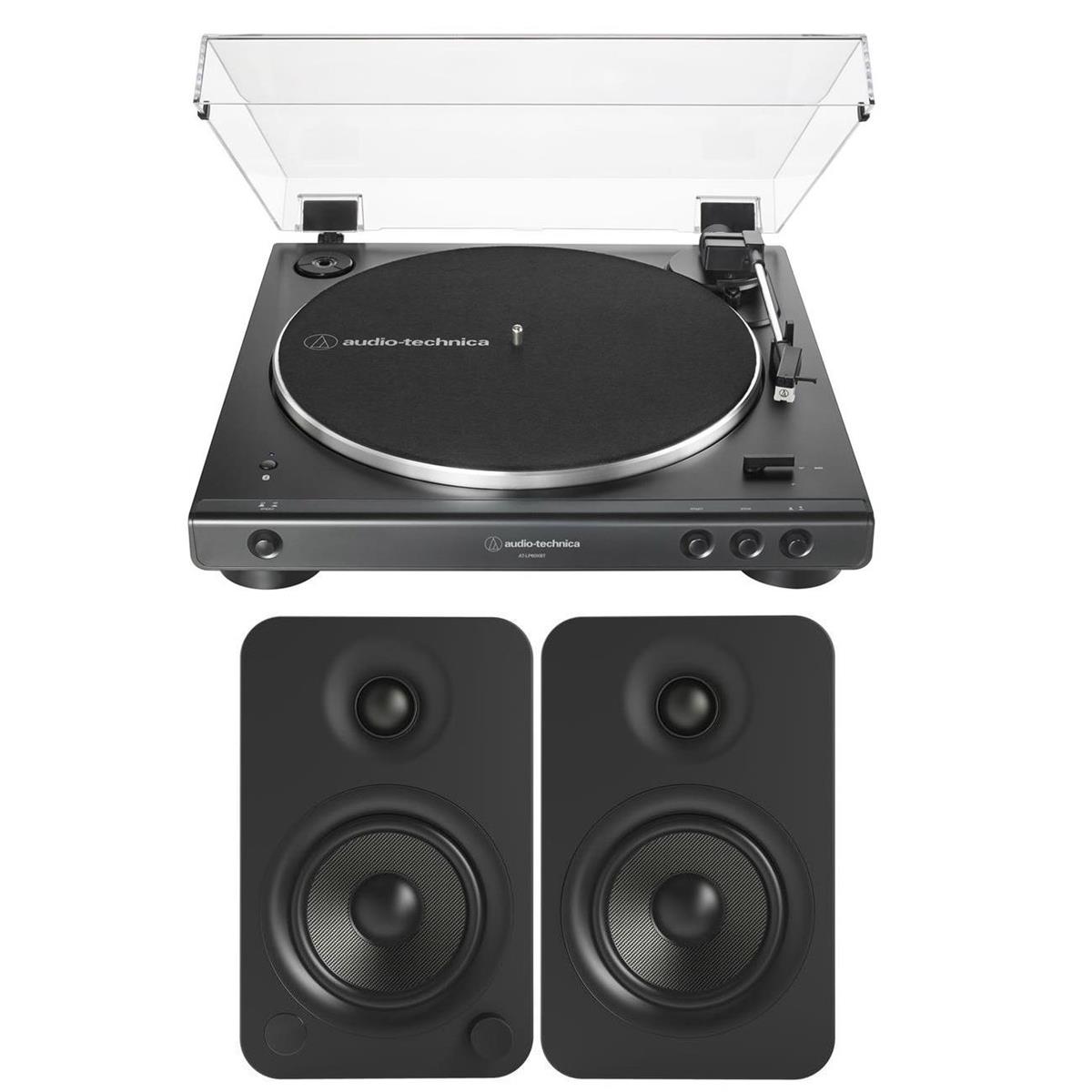 Image of Audio-Technica AT-LP60XBT Belt-Drive Stereo Turntable Black W/Kanto YU4 Speakers