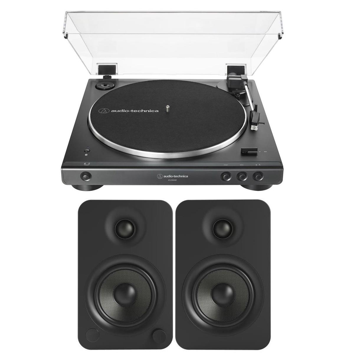 

Audio-Technica AT-LP60XBT Belt-Drive Stereo Turntable Black W/Kanto YU4 Speakers