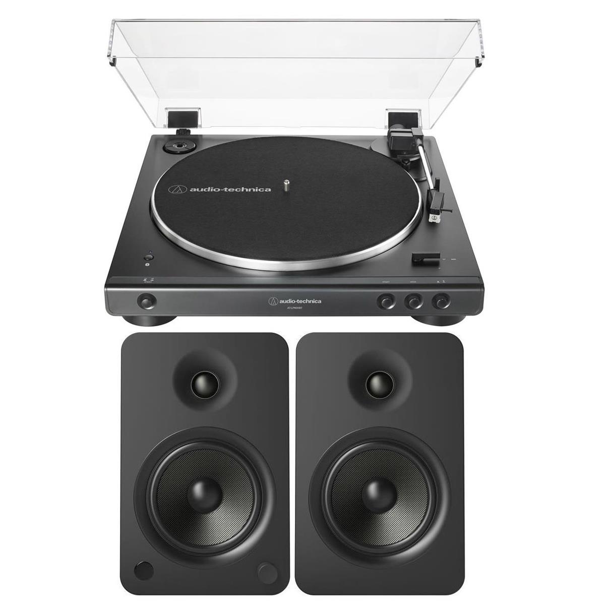 Image of Audio-Technica AT-LP60XBT Belt-Drive Stereo Turntable Black W/Kanto YU6 Speakers