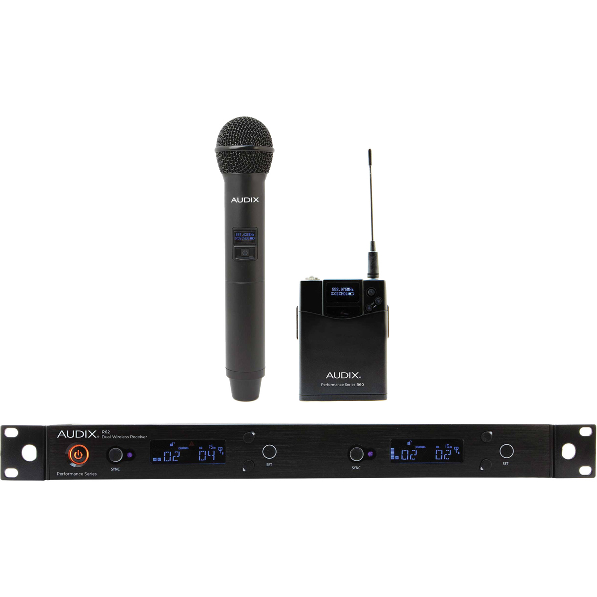 

Audix Performance R62 Receiver with OM2 and B60 Transmitter, Band: 522MHz-586MHz
