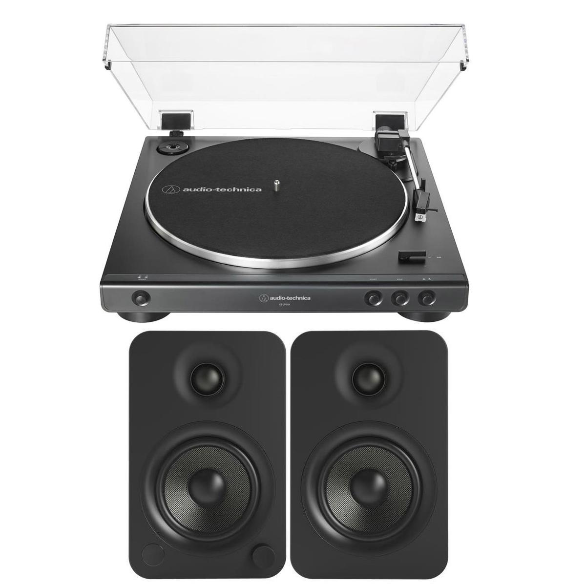 

Audio-Technica AT-LP60X Belt-Drive Stereo Turntable, Black W/Kanto YU4 Speakers