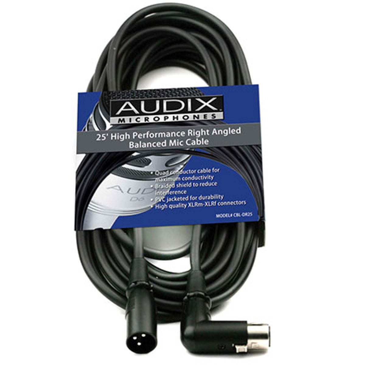 

Audix CBLDR25 25' (7.62m) XLR Male to Right Angle XLR Female Mic Cable