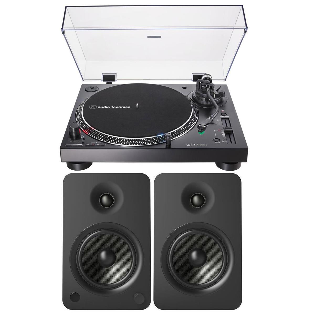 Image of Audio-Technica ATLP120XUSB Direct-Drive Turntable Black W/Kanto YU6 Speakers