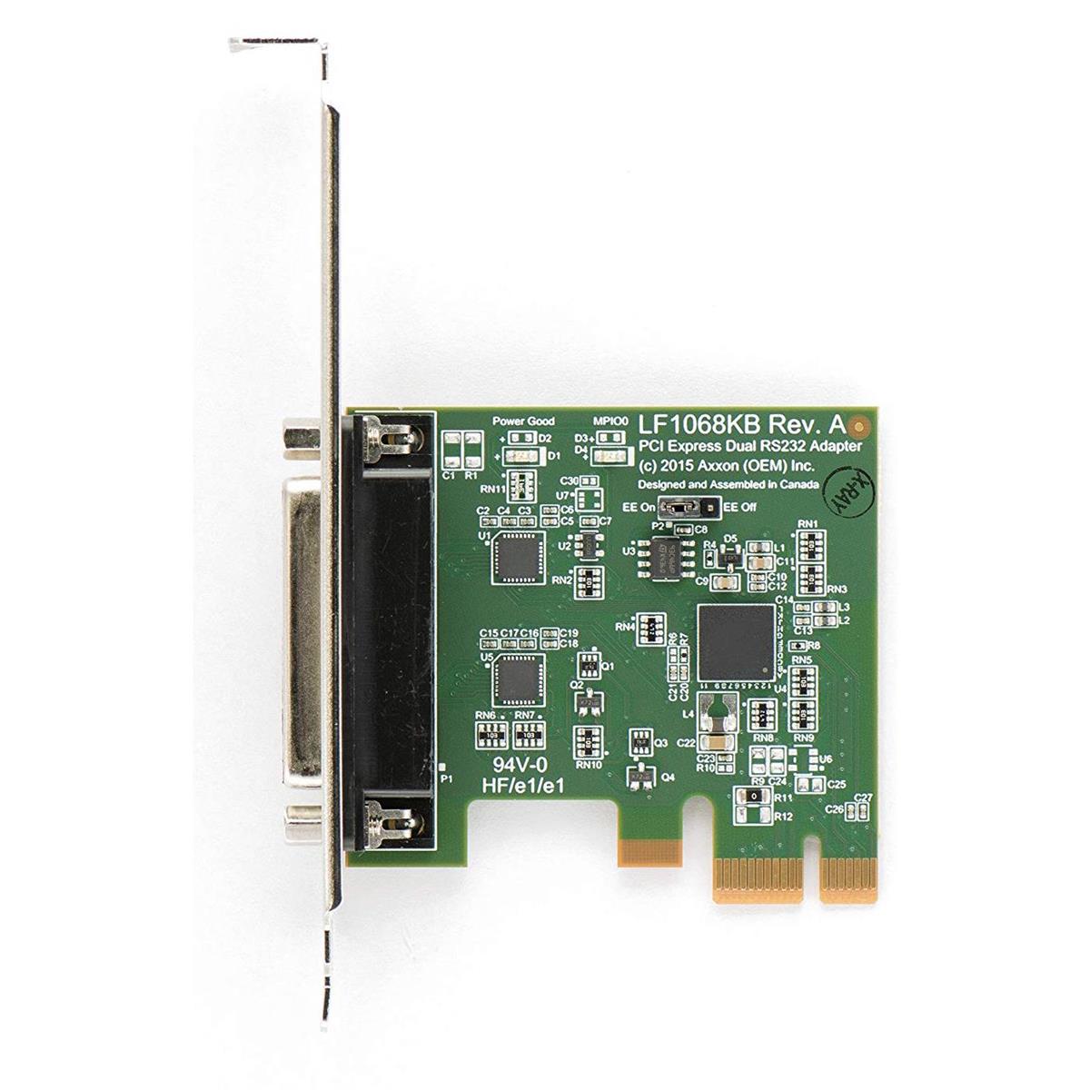 Image of Axxon 2 Port Native PCI Express (PCIe) RS232 Serial Card Adapter with Cable