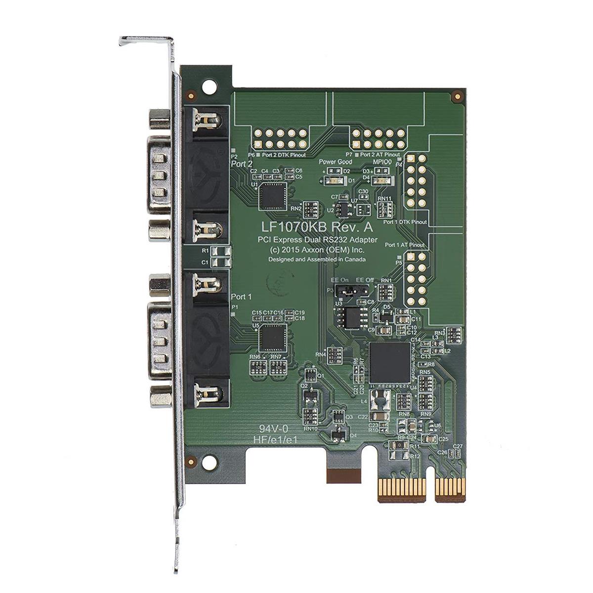 Image of Axxon Native PCI Express 2 Port RS232 Serial Card Adapter