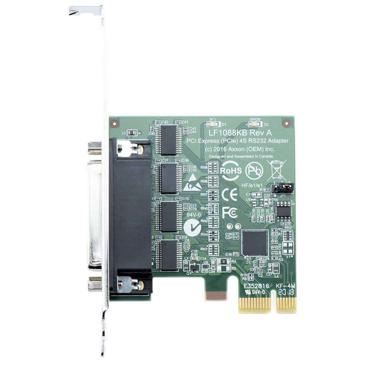 Image of Axxon Native PCI Express (PCIe) 4S High Speed RS232 Serial Card Adapter