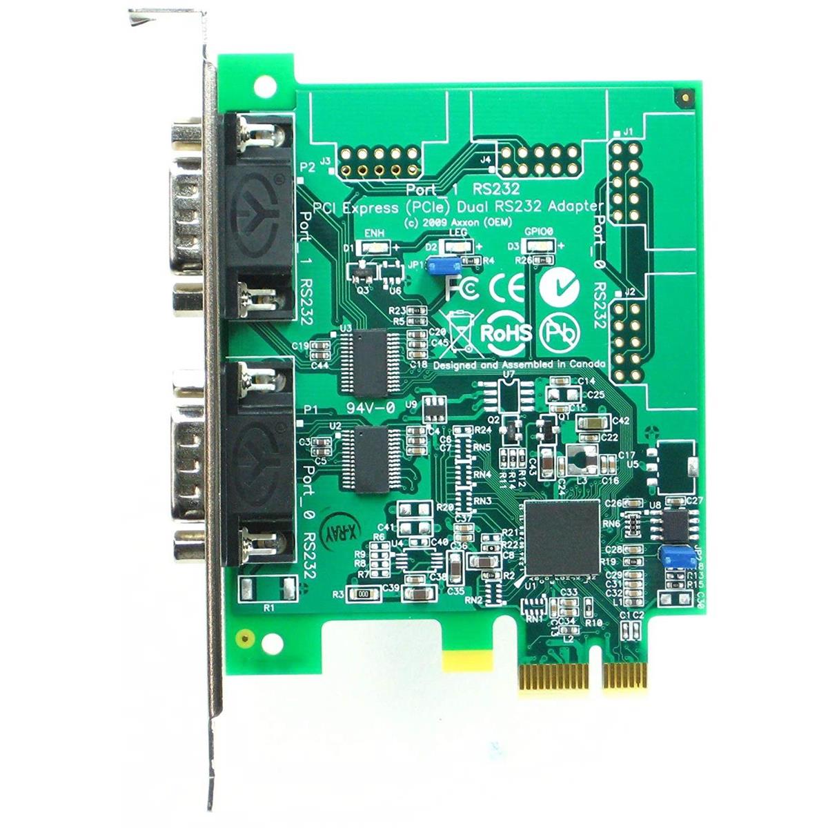 Image of Axxon Native (PCIe) 2 Port RS232 Serial Card Adapter (Linux/Windows/VMWare)